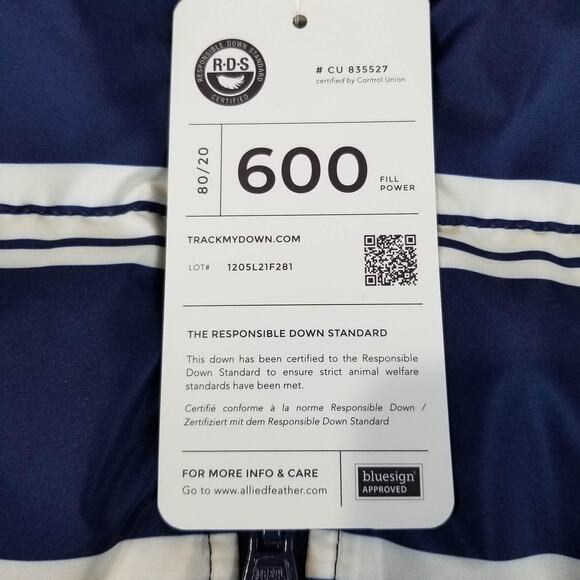 Lands' End Vest Womens 1X Navy White Striped 600 Fill Down Puffer Quilted RDS - Picture 4 of 12